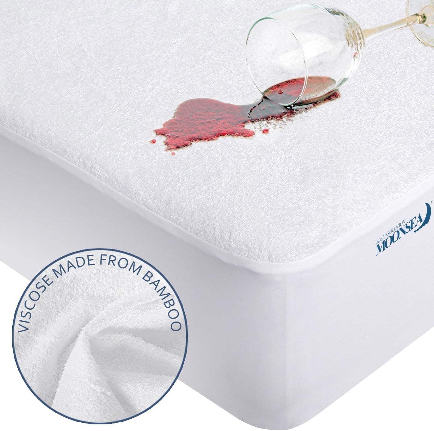 Skiennix Waterproof Mattress Protector - Twin Size, Breathable & Noiseless Bamboo Terry Cover