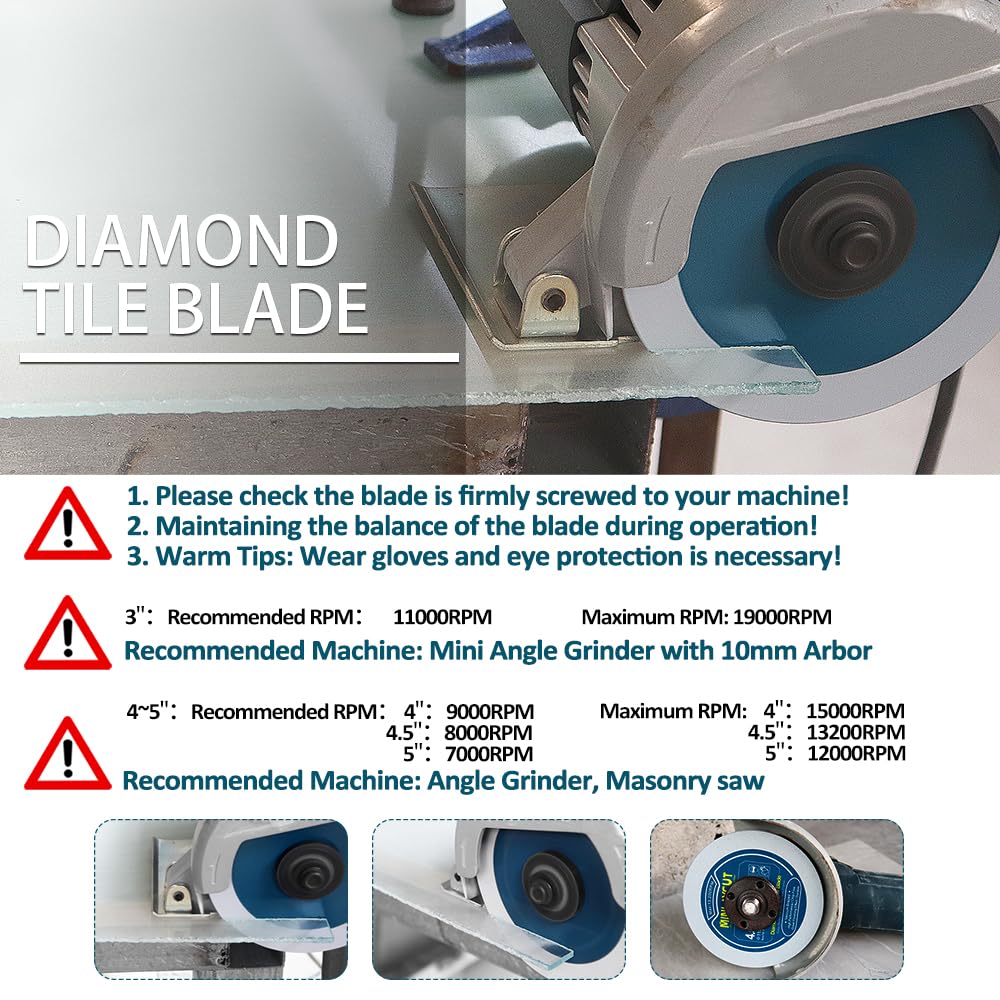 MINLAYCUT Diamond Glass Cutting Disc - 3pcs 4.5 inch/115mm Saw Blades for Cutting Glass Jade Crystal Wine Bottle for Angle Grinder Arbor 7/8'' x 5/8''