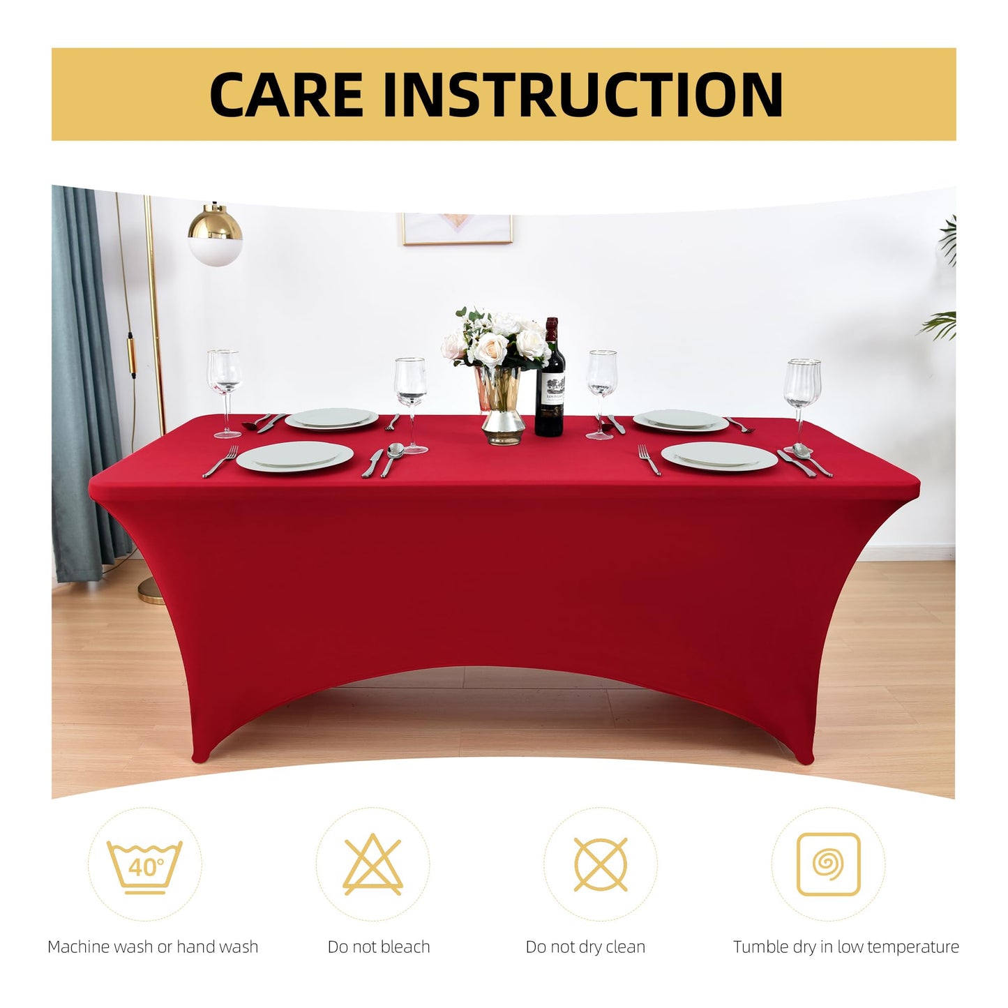 ZarzaaSik 2-Pack 4ft Spandex Table Covers for Rectangular Folding Tables - Wrinkle Resistant Stretch Tight Table Cloths - Ultimate Fitted Table Protector for Parties, Banquet, and Wedding