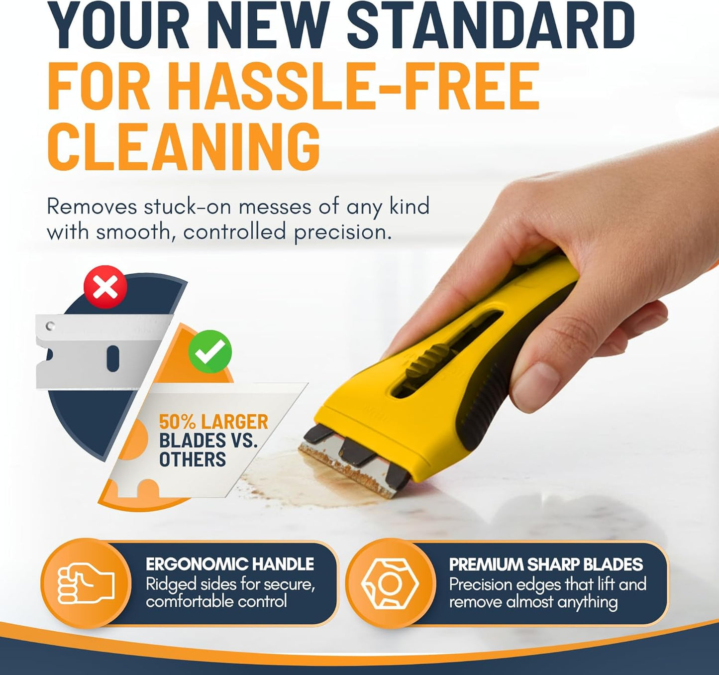 Oven Scraper Tool - Non-Scratch Glass & Hob Scraper with 15 Extra Blades | Kitchen & Window Cleaning