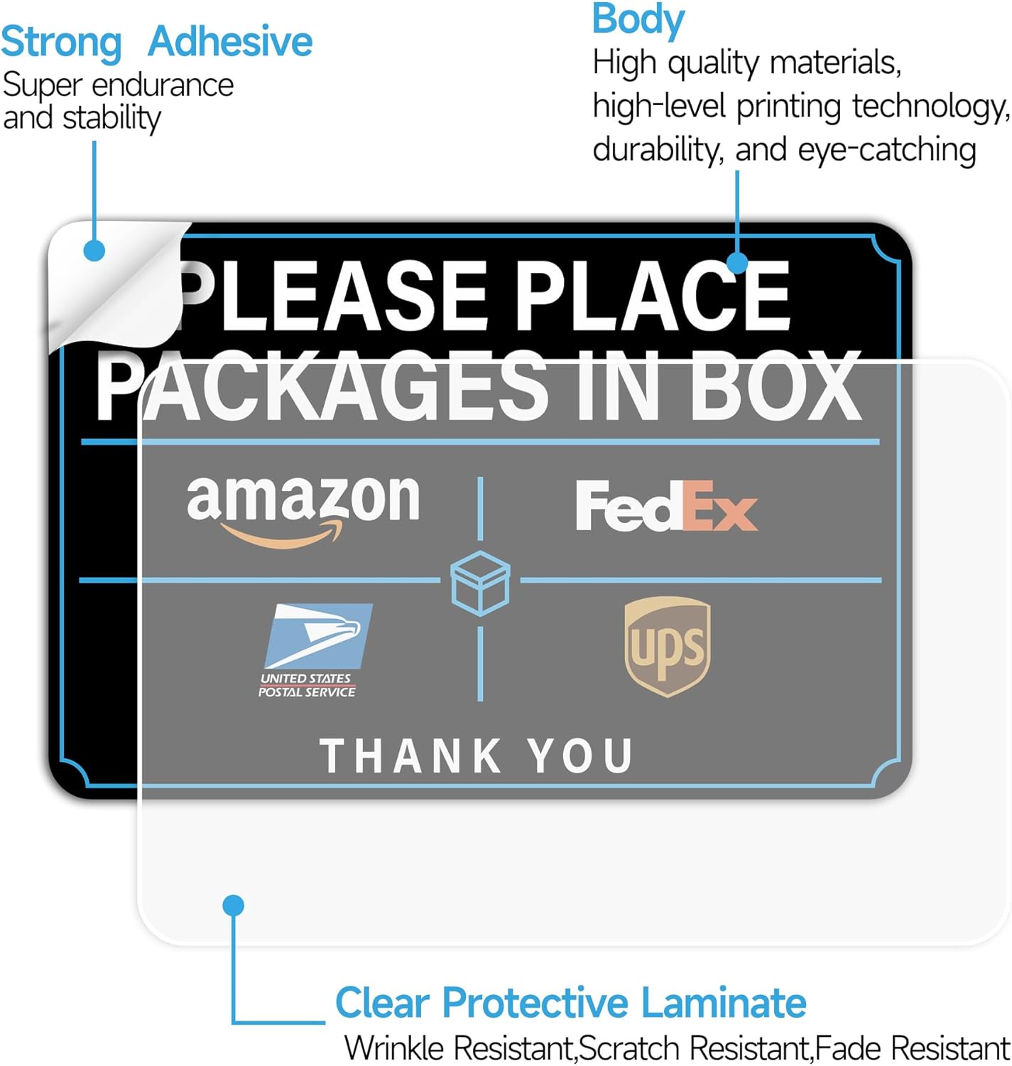 Please Leave Packages Here Sign - Self-Adhesive Waterproof Delivery Sign for Home & Office (Small)