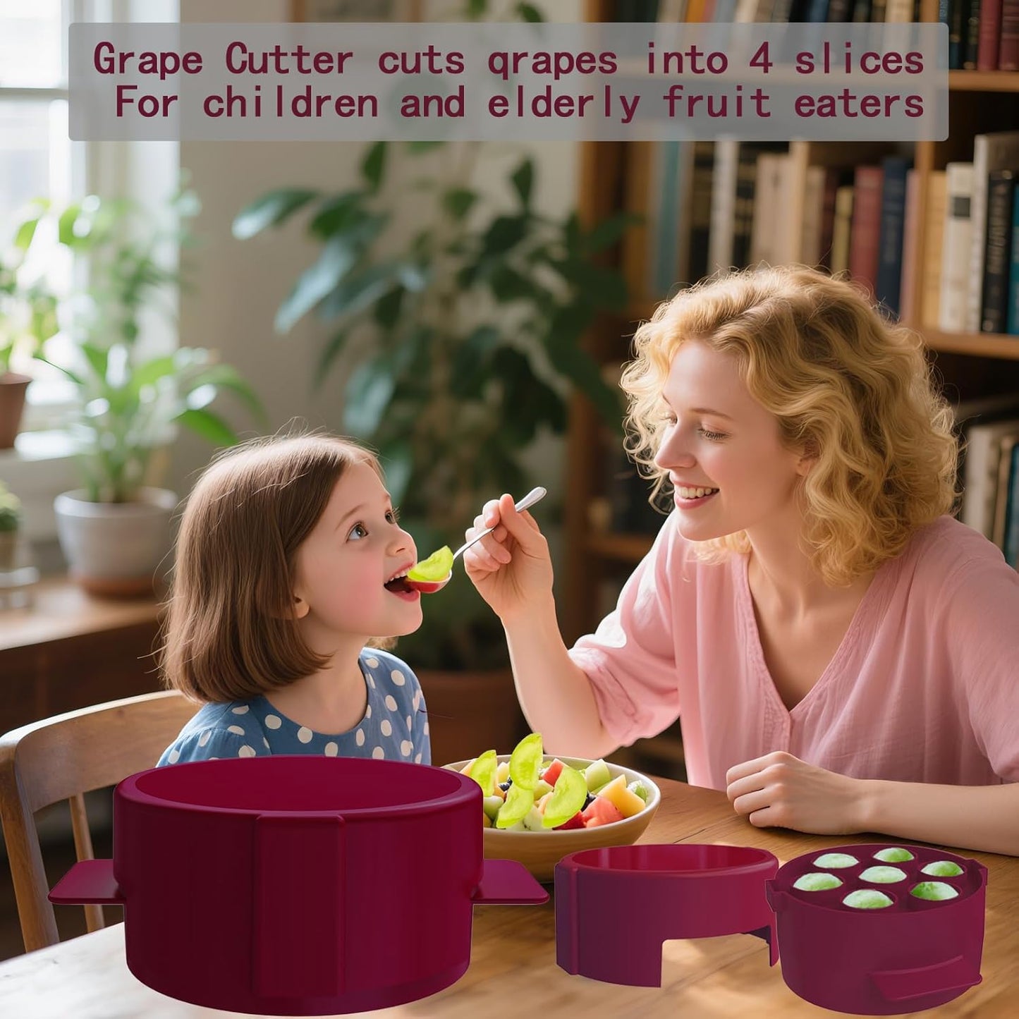 Skiennix Grape Cutter Tool - Safe Slicing Gadget for Toddlers | 7 Individual Holes for Fruits & Salad