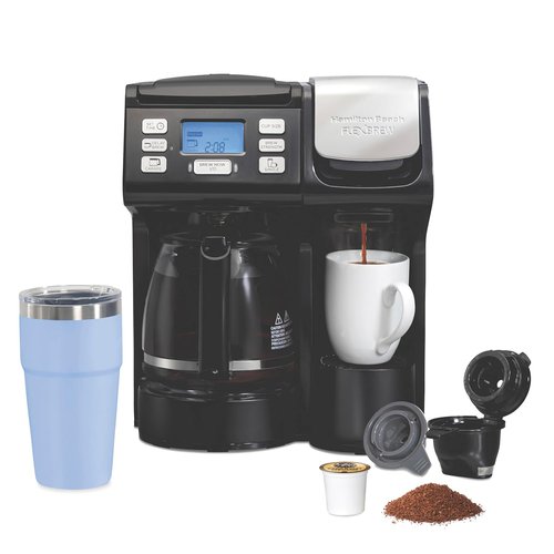 Hamilton Beach FlexBrew Trio Coffee Maker - Single Serve & Full 12-Cup Pot, Black | K-Cup & Grounds Compatible