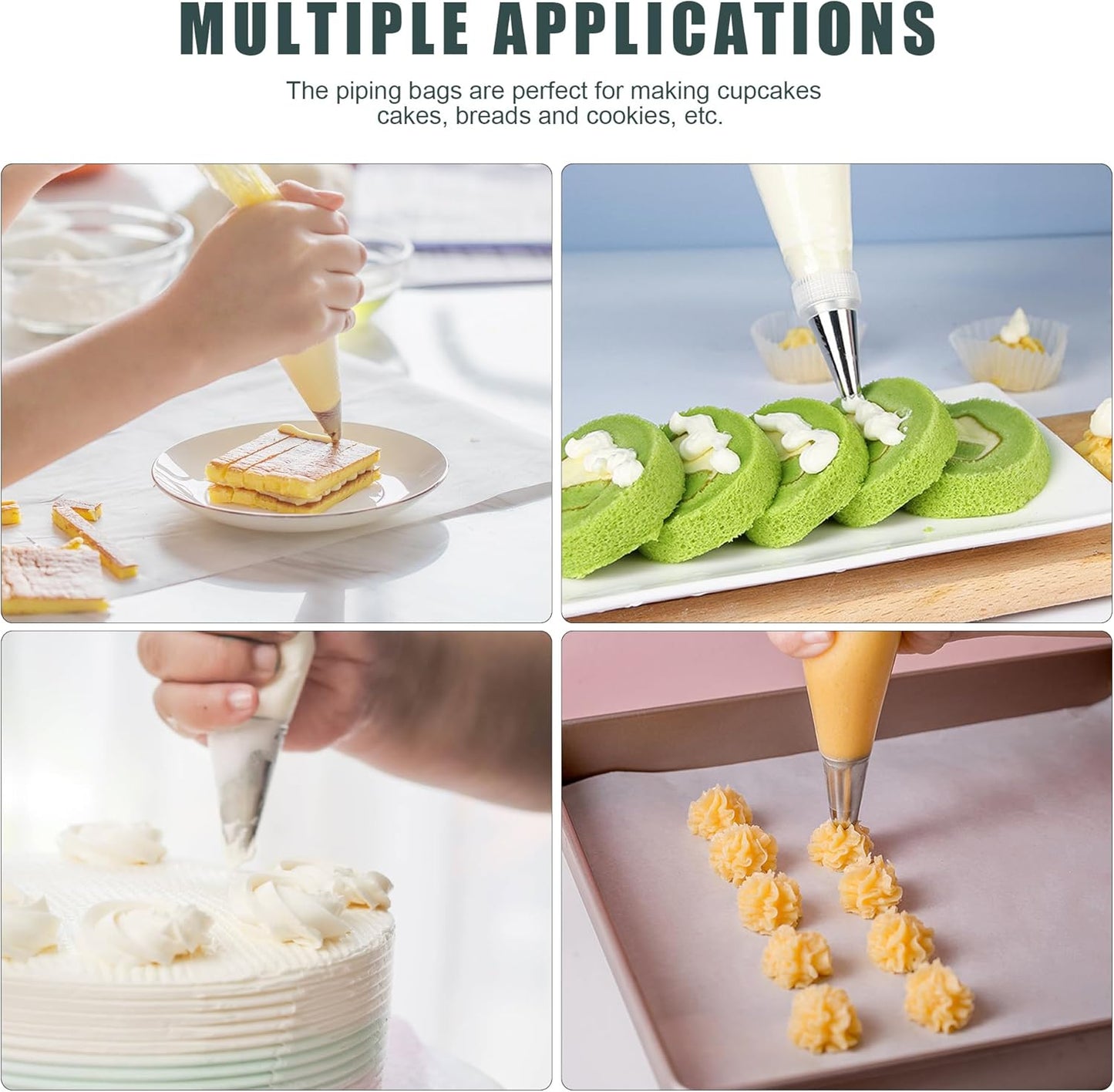 Skiennix Piping Bags and Tips Set - 100pcs 18 Inch Pastry Bags with 16 Tips, 3 Scrapers & More
