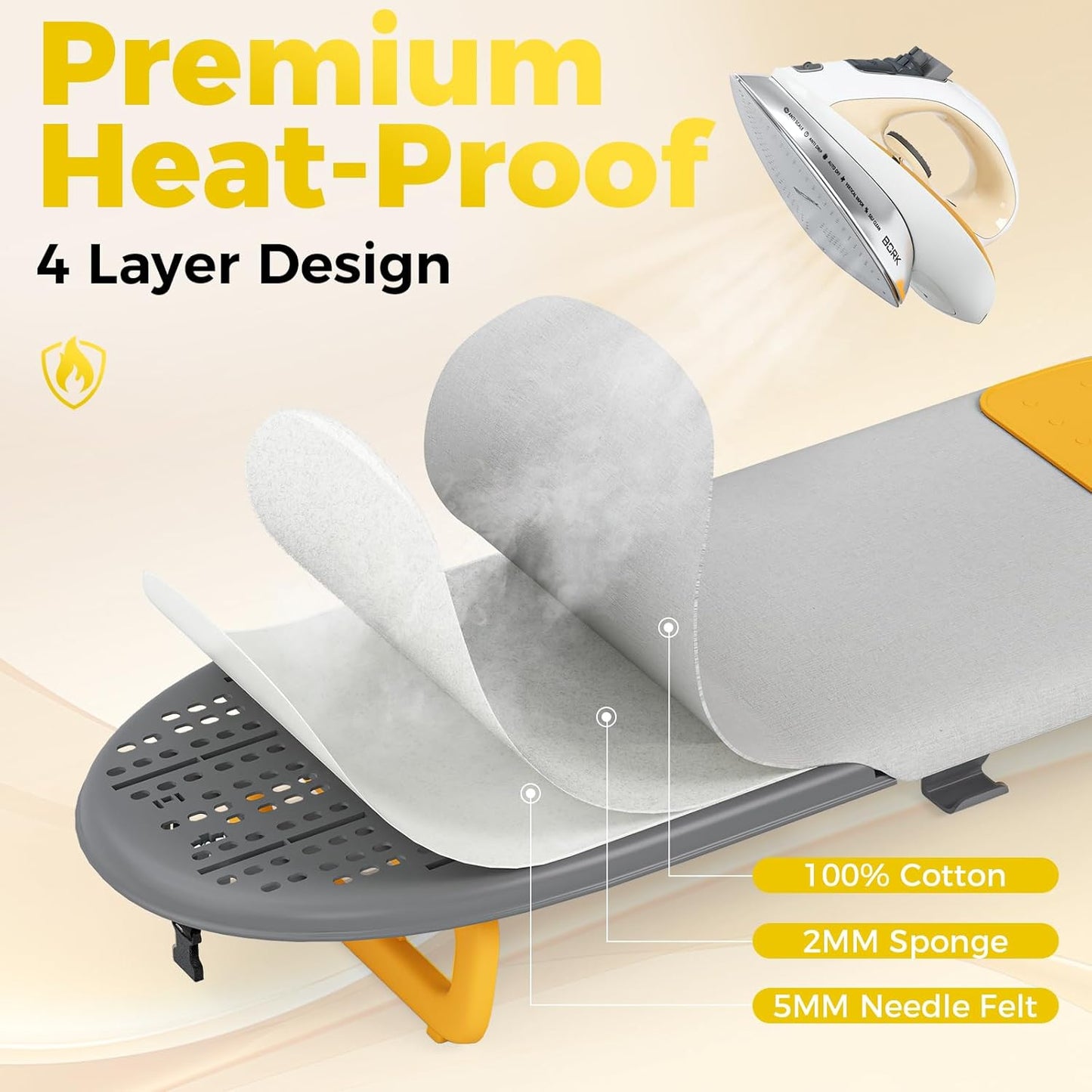 KINGBOARD Mini Ironing Board - Foldable Tabletop Design with Iron Holder | Compact 12x32 Grey for Easy Travel & Dorm Storage