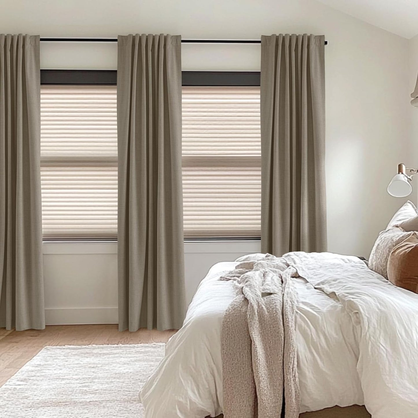 Skiennix 100% Blackout Linen Curtains - Thermal Insulated Drapes for Bedroom | 2 Panels, 50" W x 63" L