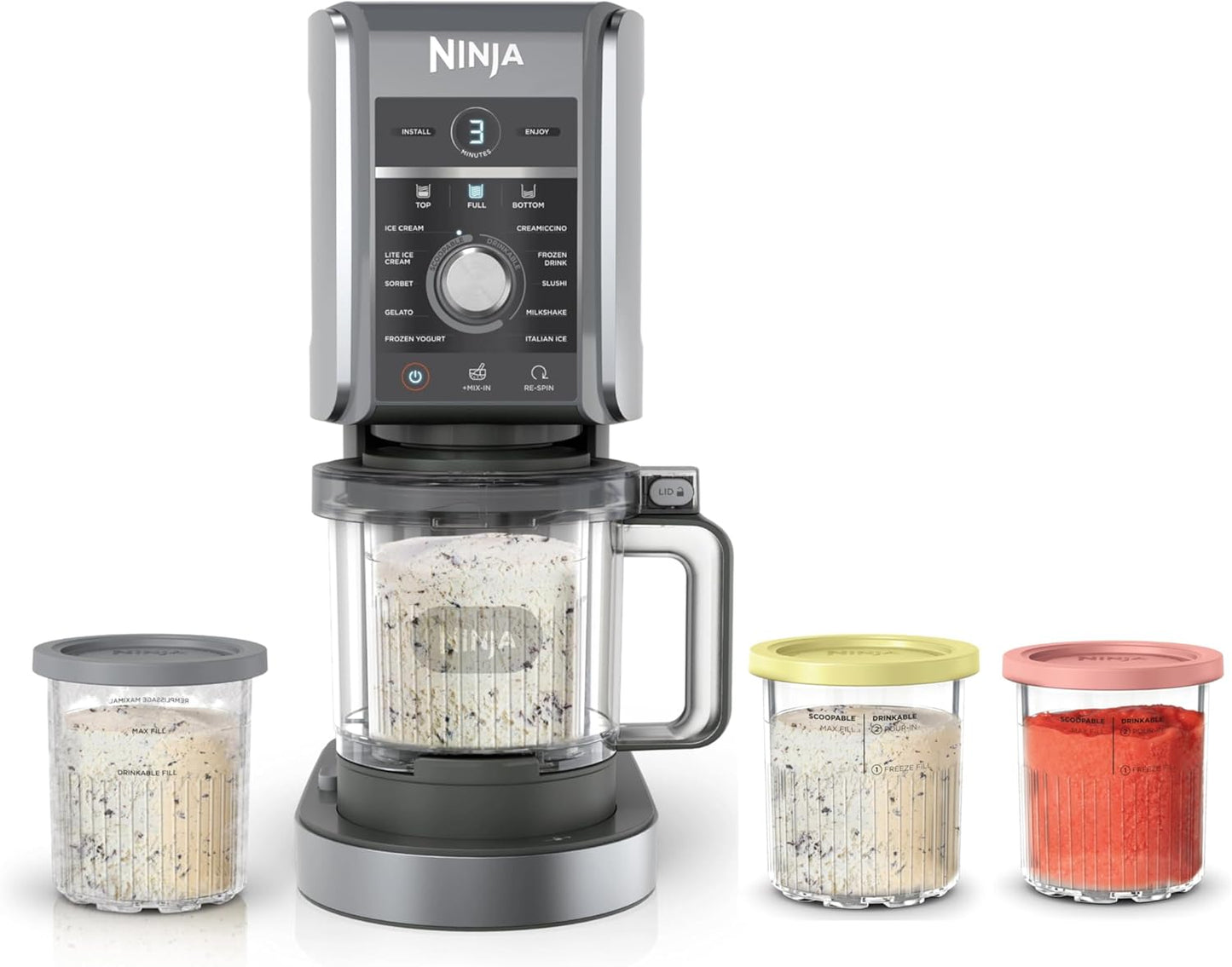 Ninja CREAMi Deluxe Ice Cream Maker - 11-in-1 Frozen Treat Machine with 4 Family-Sized Tubs | XL Capacity, Silver