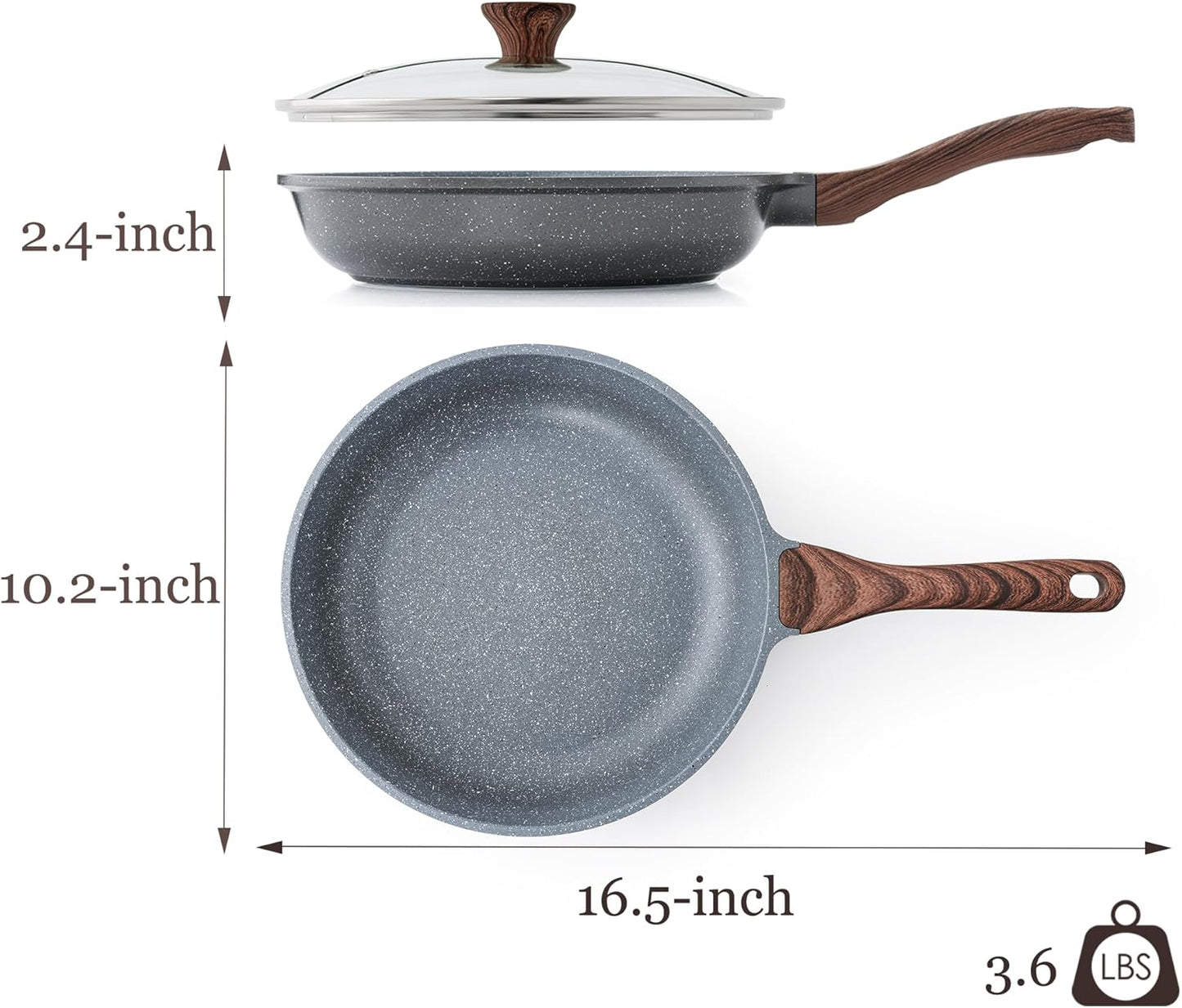 SENSARTE Nonstick Frying Pan - Healthy Cooking Skillet with Glass Lid, 10-Inch Omelet Pan
