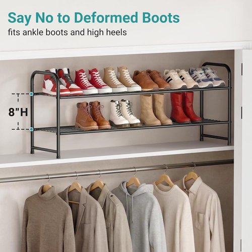 AOODA Shoe Rack - 2-Tier Metal Organizer for 18 Pairs | Stackable Storage Solution in Black