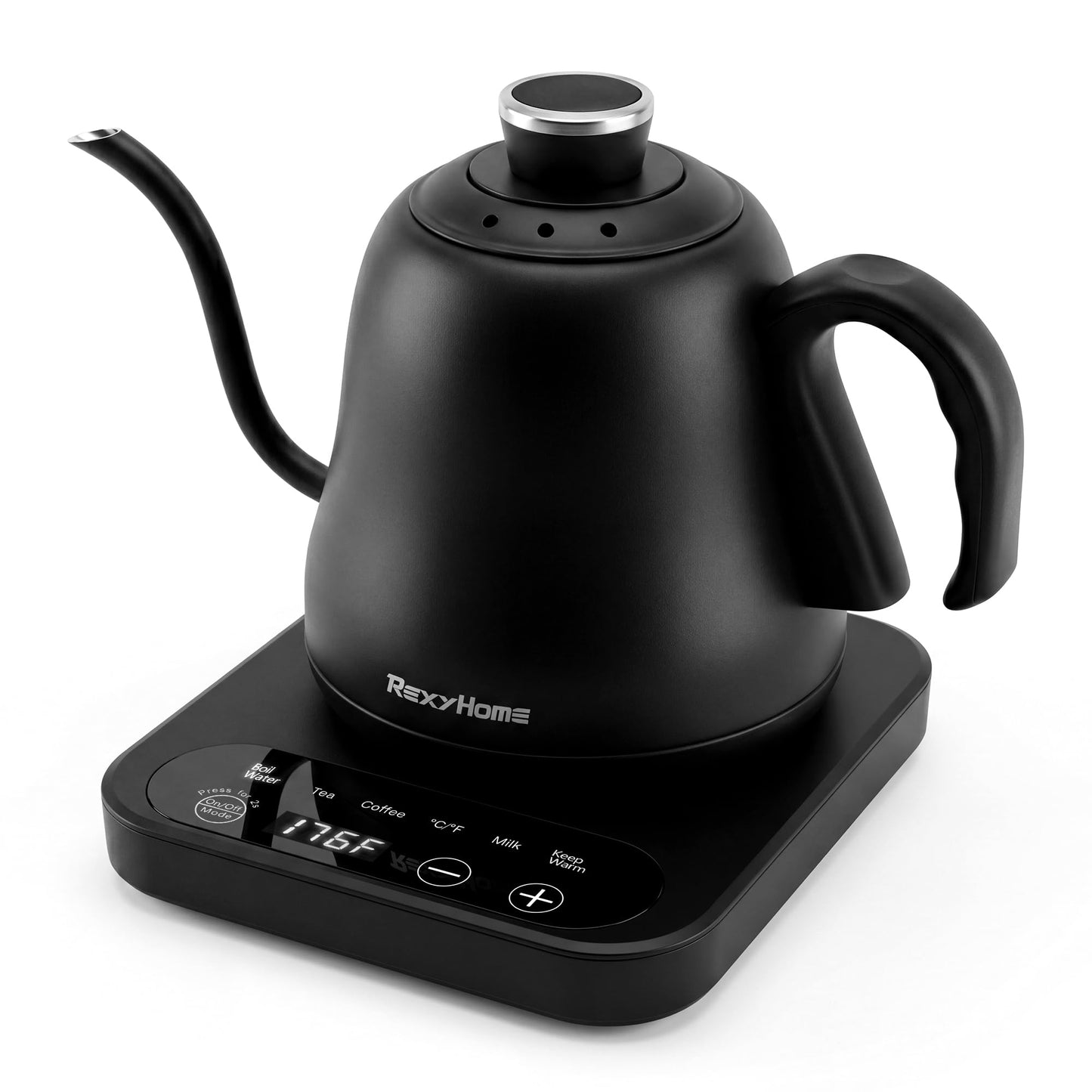 Gooseneck Electric Kettle Temperature Control: ±1℉ Precise Target & Keep Warm, Quick Heating 316L Stainless Steel Electric Kettles for Boiling Water, Pour Over Coffee, Brew Tea & Milk, 1000W/0.8L