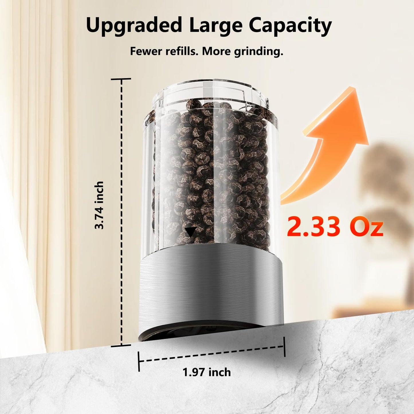 Electric Salt and Pepper Grinder Set USB Rechargeable Base, Stainless Steel Automatic Pepper and Salt Shakers with Adjustable Coarseness, LED Light, Ideal Gifts for Housewarming, Parents, Friends