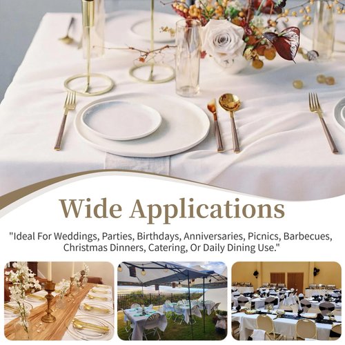 FINDYOU 6 Pack White Tablecloth Rectangle Table Cloths for 6 Foot Rectangle Tables 60 X 102 Inch Table Covers Washable Polyester Tablecloth for Weddings, Parties, Banquet, and Daily Use