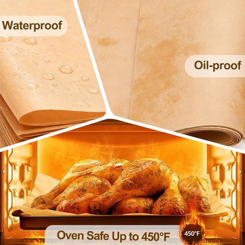 400Pcs Unbleached 12x16 Inch Silicone Coated Parchment Paper Sheets, Pre-Cut Non-Stick Baking Paper for Oven, Air Fryer, Grilling, Cooking, Fit Half Sheet Baking Pans