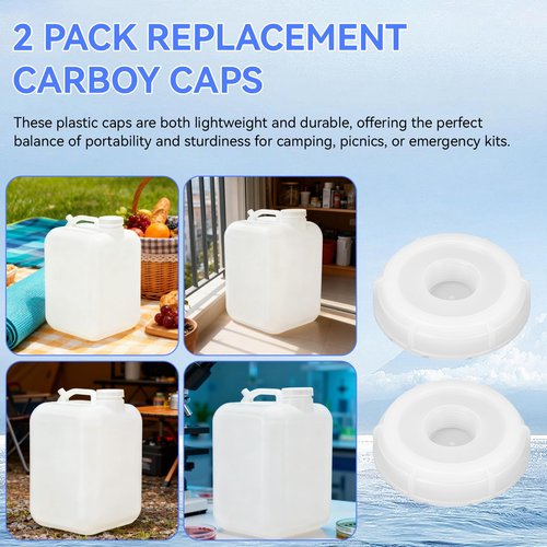 70MM Carboy Cap for Hedpak 5 Gallon Water Tanks Jug, Replacement Water Jug Cap, Plastic Carboy Caps with 3/4" NPT Center for Easy Faucet Attachment and Leak-Proof Sealing, 2 Pack