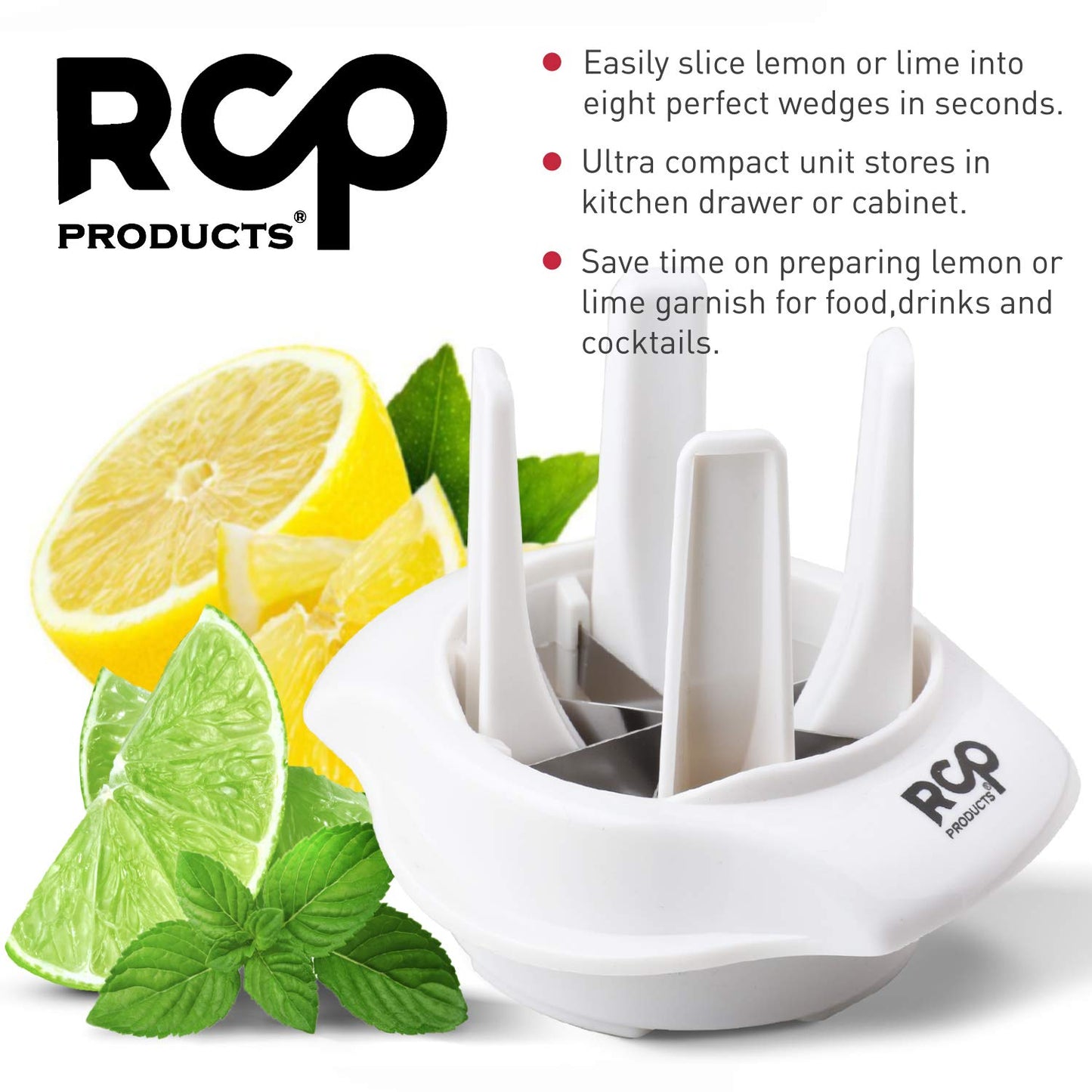 Lemon/Lime Slicer, to Garnish Food Drink - Stainless Steel Lime Cutter | Lemon Wedge Cutter for Perfect Lime Slices rebanador de limon - Chelda Lemon Salt and Tequila