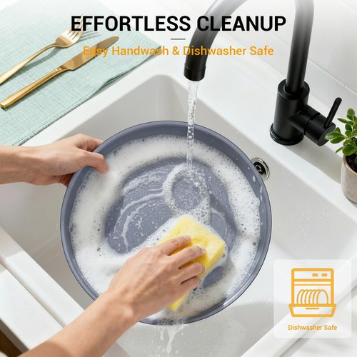 Ammeloo 18 Pcs Ceramic Pots and Pans Set Non Stick Kitchen Cookware Set with Detachable Handle, Non Toxic Cooking Set with Removable Handle for RVs, Camping, Fridge, Dishwasher/Oven Safe