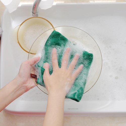 Homaxy 100% Cotton Dish Cloths - Ultra Soft, Absorbent & Quick Drying | 12x12 Inches, 8-Pack, Dark Green