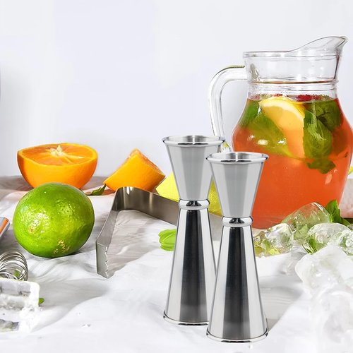 Jigger for Bartending, Cocktail Jigger 2 oz 1 oz with Measurements Inside, 304 Stainless Steel Jigger, bar Accessories, Cocktail Measuring Cup, Silver