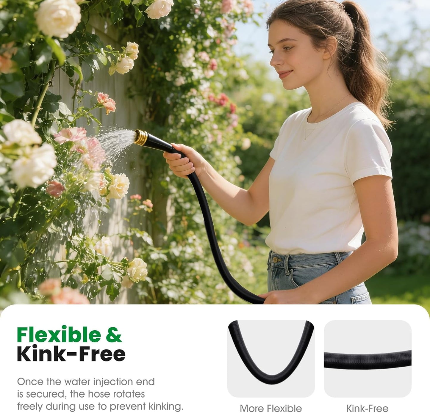 Ultra Lightweight 50FT Garden Hose - Kink-Free, Burst-Resistant & Flexible for Outdoor Use
