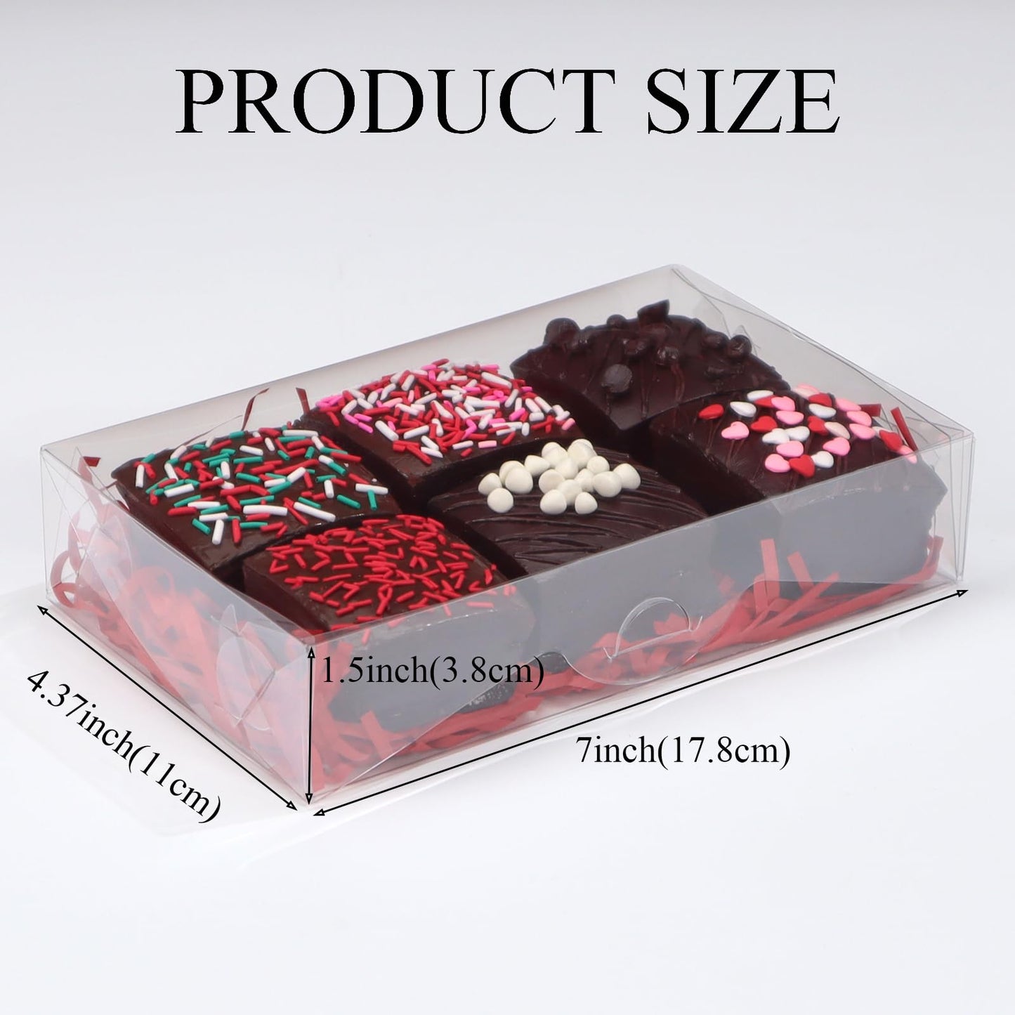50PCS 7 x 4 3/8 x 1 1/2 Inch Inch Clear Cookie Boxes Chocolate Truffle Boxes Brownie Box Bakery Pastry Gift Box for Soap, Dount,Browine Cake,Treat, Party Favors Christmas
