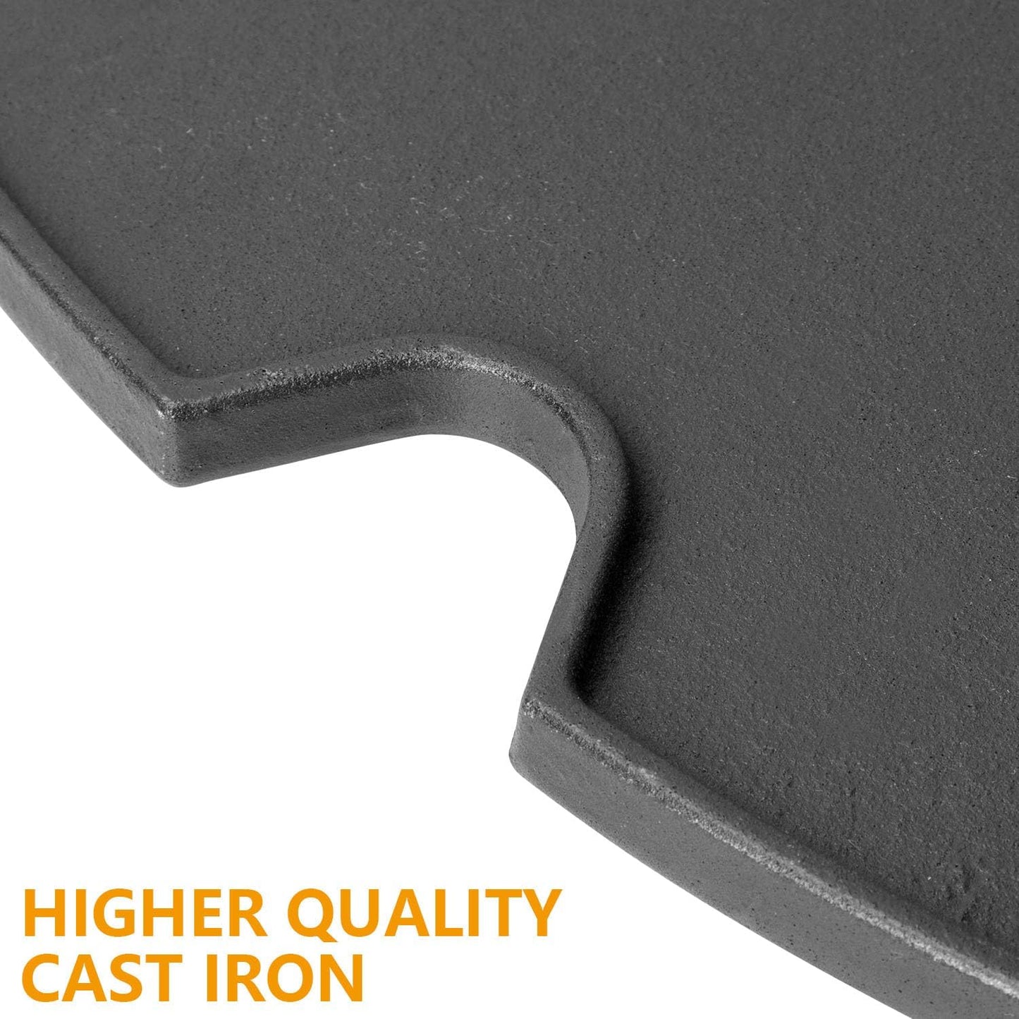 BBQ-PLUS Cast Iron Cooking Griddle for Weber Traveler Portable Gas Grill, Rectangular, Black, 12.5 x 13.4 inch