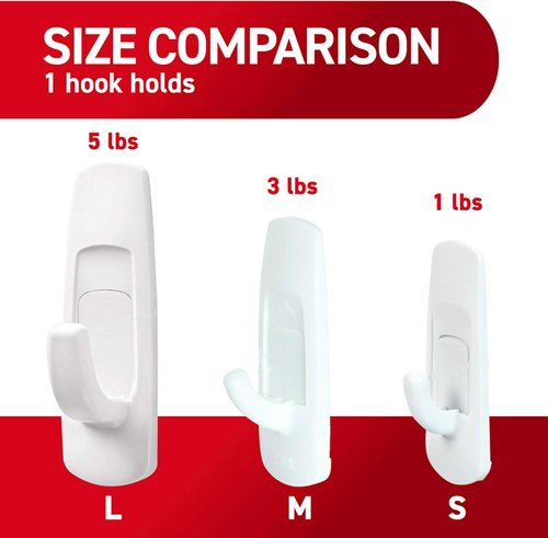 Command Large Utility Hooks - Damage-Free Wall Hook with Adhesive Strips | 5 lb Capacity, 7 Hooks, 12 Strips