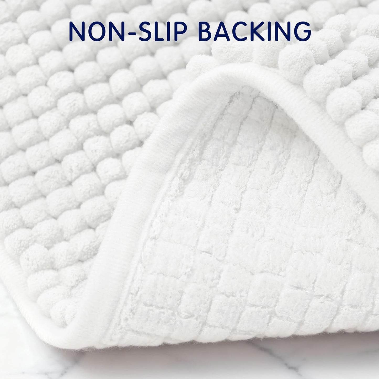 Subrtex Chenille Bath Rug - Soft, Water Absorbent Shower Mat | Quick Dry, Machine Washable (White, 16" x 24")
