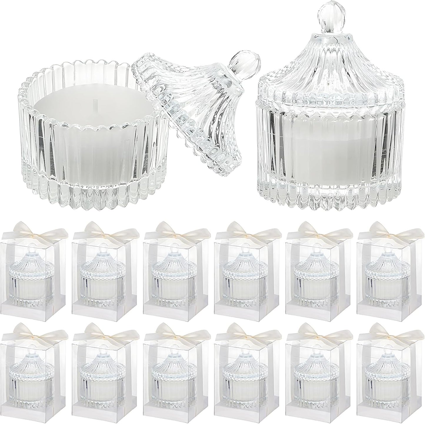 12 Pack Wedding Candle Favors for Guests in Glass Personalized Favors Candles Bulk Souvenirs Bridal Proposal Gift Thanks for Coming Wedding Party(Stylish Style)