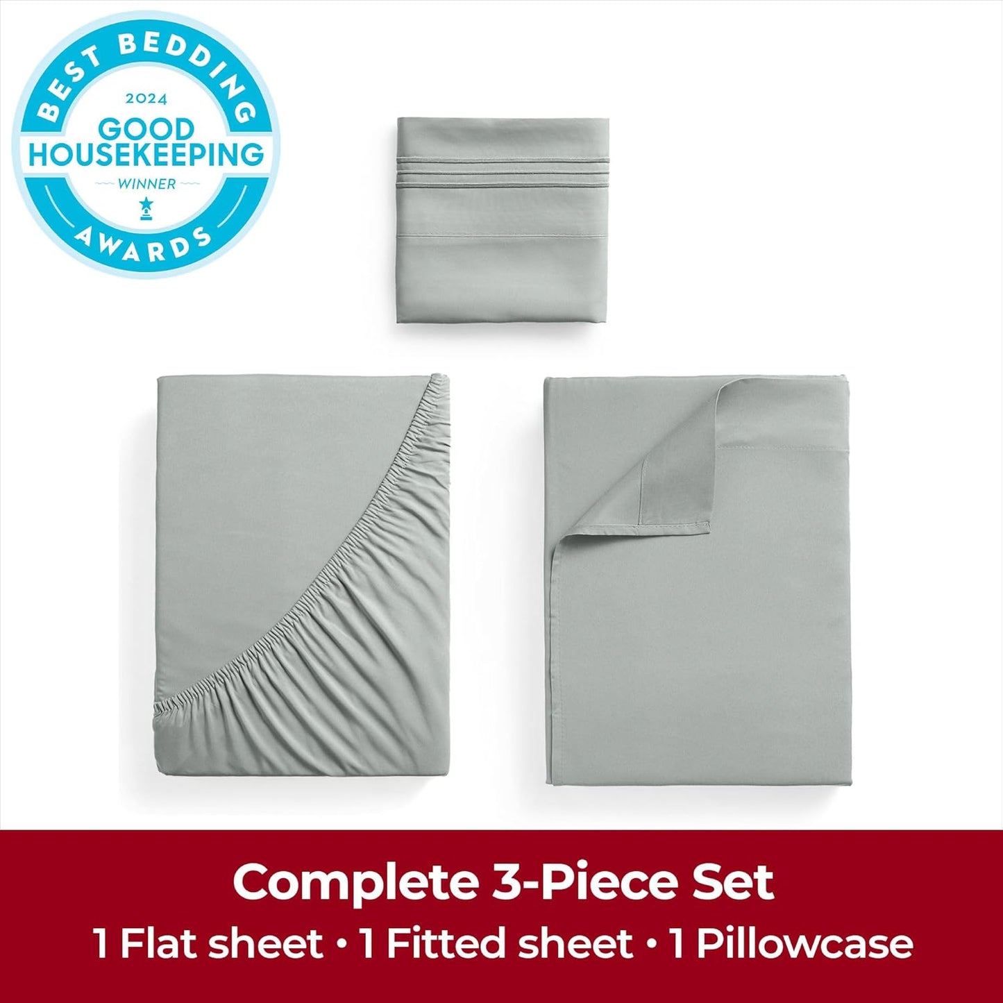 Mellanni Twin Sheets Set - 3 PC Hotel Luxury Bedding | Extra Soft, Cooling & Stain Resistant (Spa Mint)
