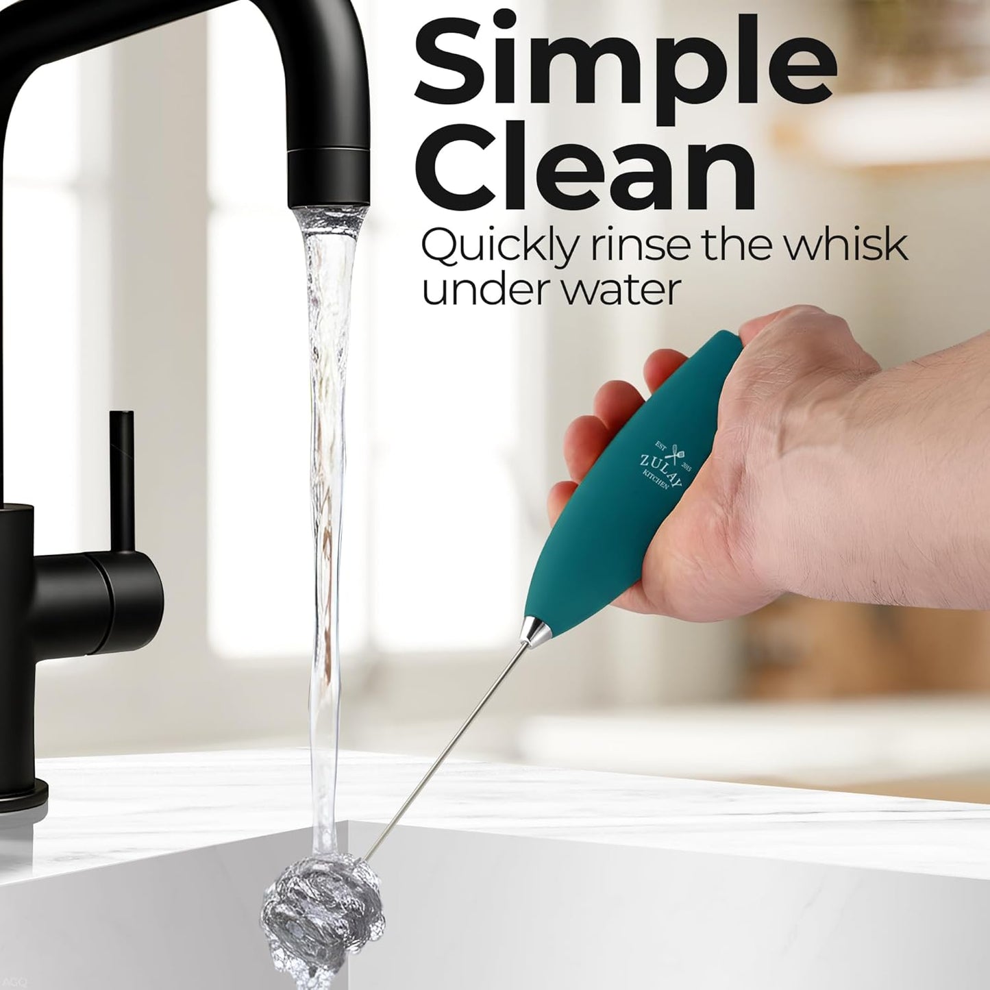 Zulay Kitchen Tornado Triple Whisk Milk Frother - Handheld Foam Maker for Coffee & Lattes | Vivid Emerald with 4 Duracell Batteries