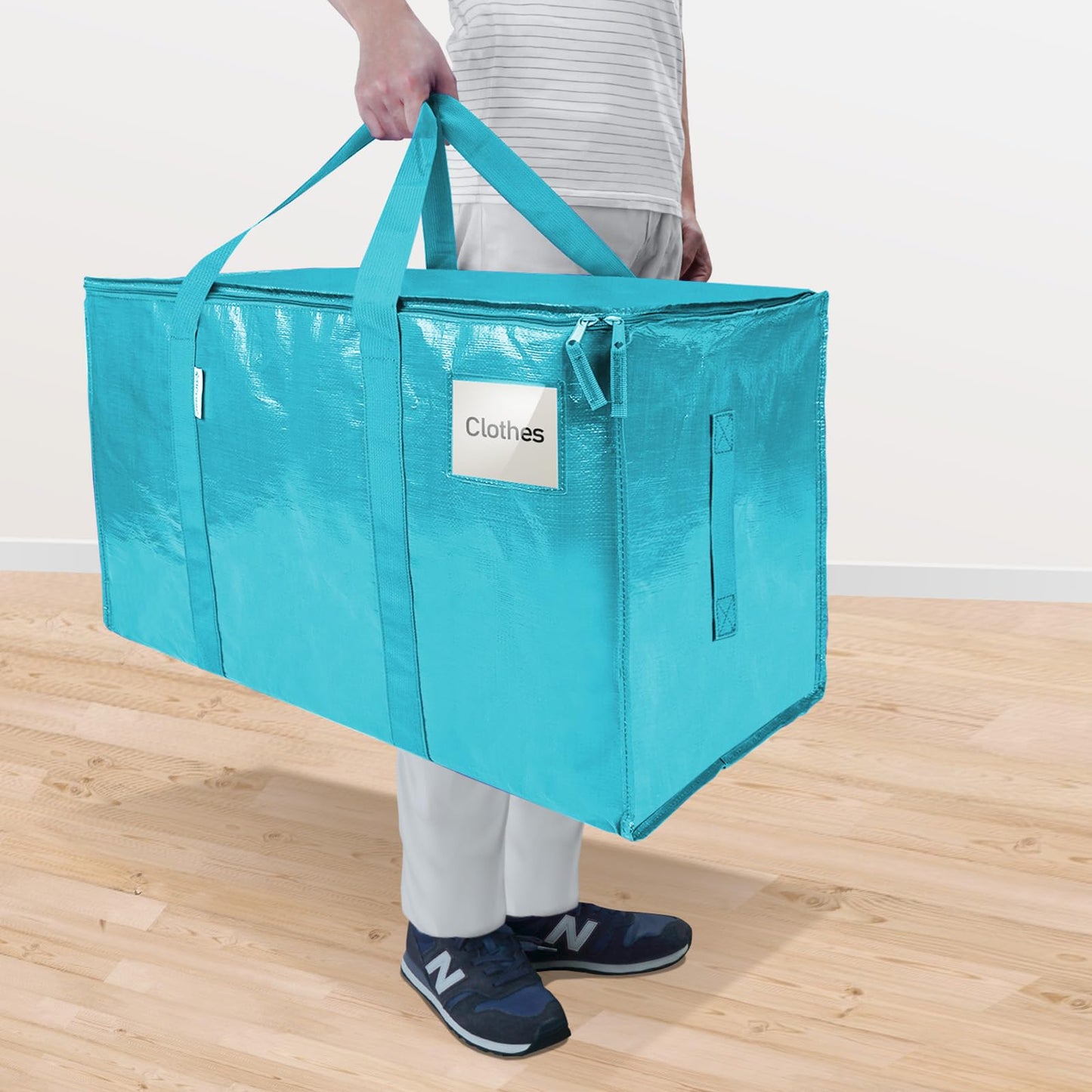 TICONN 8 Pack Extra Large Moving Bags Heavy Duty with Zippers & Carrying Handles, Durable Storage Bags Moving Boxes for Closet Organizers and Storage (8 Pack, Cream)