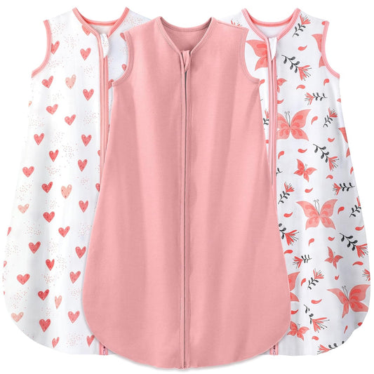 Yoofoss Baby Sleep Sack - 100% Organic Cotton Wearable Blanket for 18-24 Months | Lightweight 2-Way Zipper, TOG 0.5