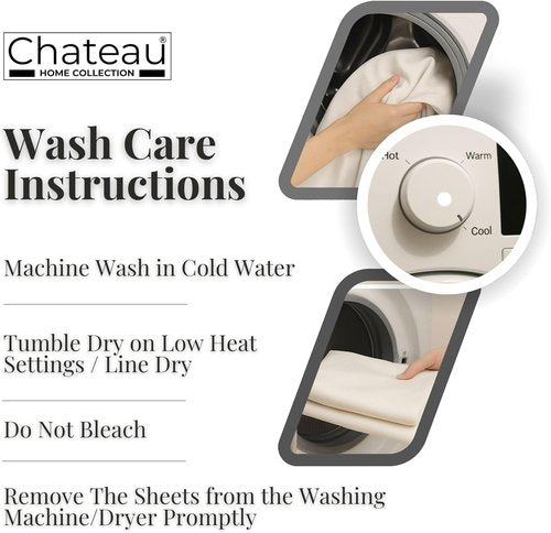 Chateau Home Collection Egyptian Cotton Sheets - Soft Cooling Sateen Weave, 400 Thread Count, Queen Size, White