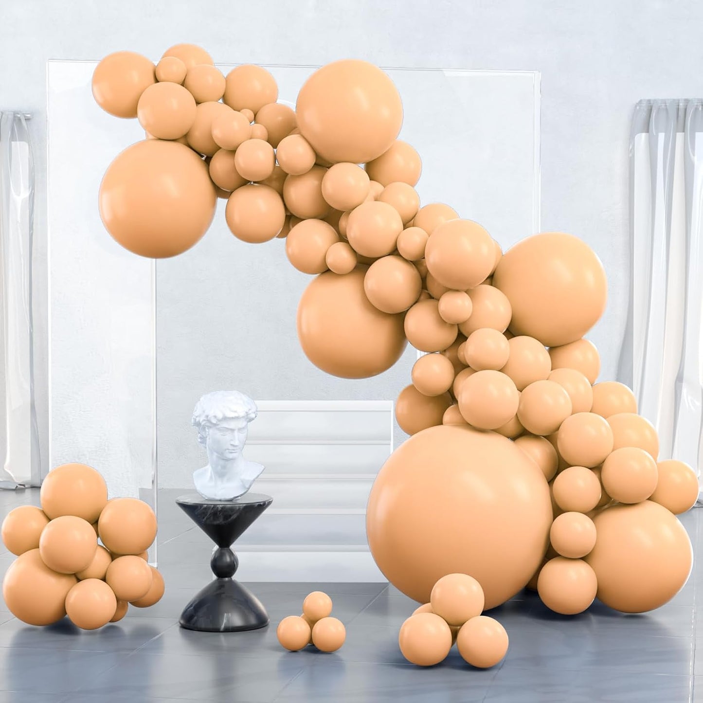 PartyWoo Nude Balloon Arch Kit - 127pcs in Various Sizes for Jungle Safari & Baby Shower Decor | Apricot & Brown