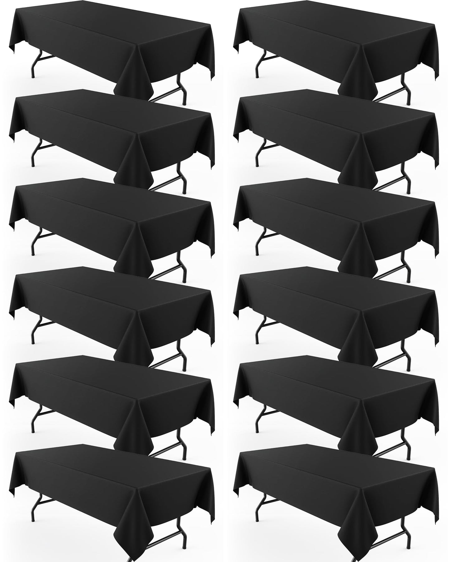 Pureegg Rectangle Table Cloth 60" x 102" – Durable Polyester Tablecloth Offers Reusable & Washable Protection, Ideal for Outdoor Party, Picnic, Wedding, Banquet and Birthday, 12 Pack, Black