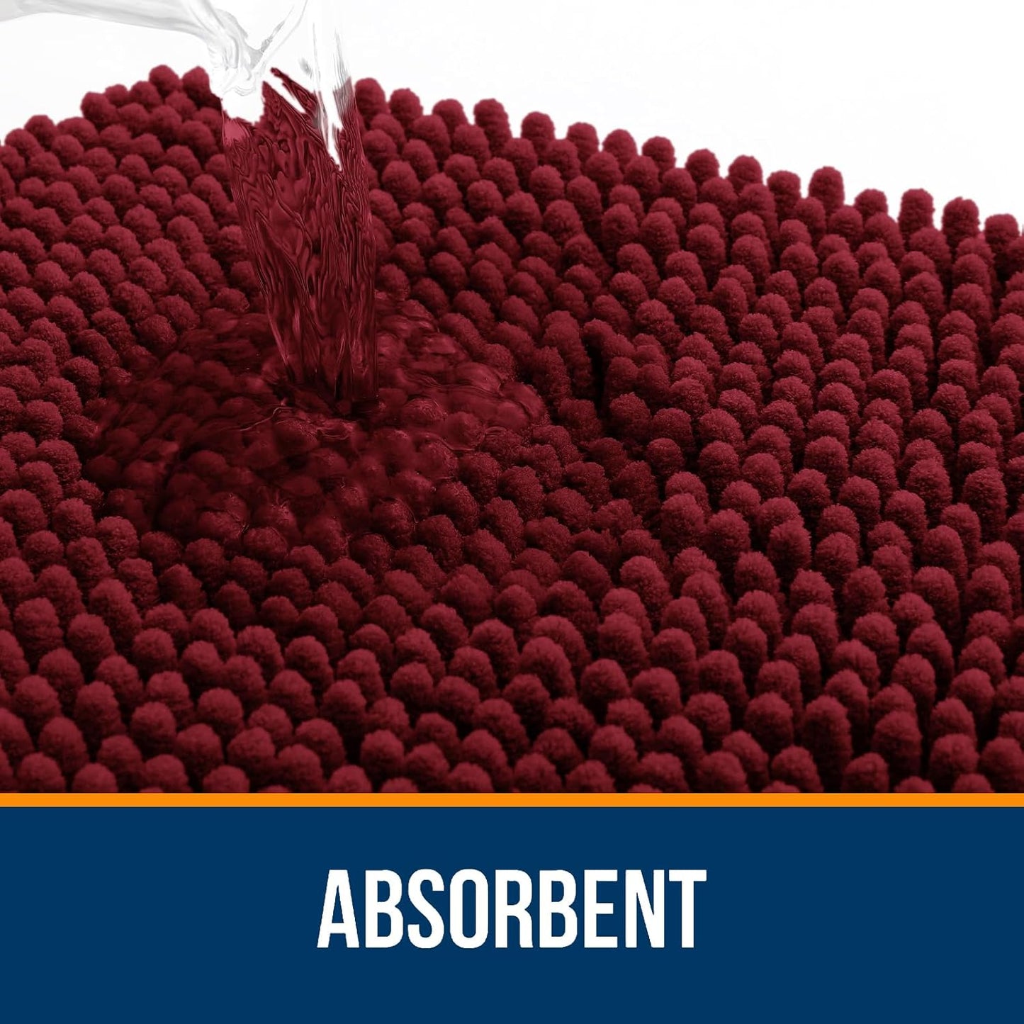 OLANLY Small Bathroom Rugs - Extra Soft Chenille Bath Mats | Quick Dry, Machine Washable, 24x16, Burgundy