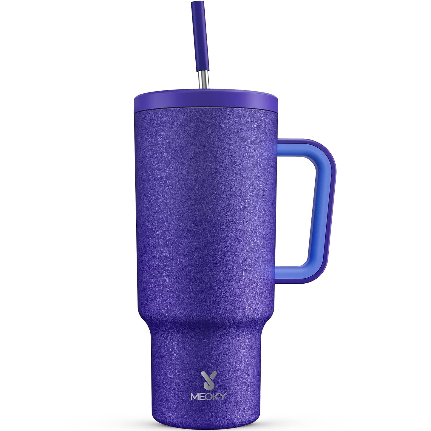 Meoky 40oz Tumbler with Handle, Leak-proof Lid and Straw, Insulated Coffee Mug Stainless Steel Travel Mug, Keeps Cold for 34 Hours or Hot for 10 Hours (Offshore)