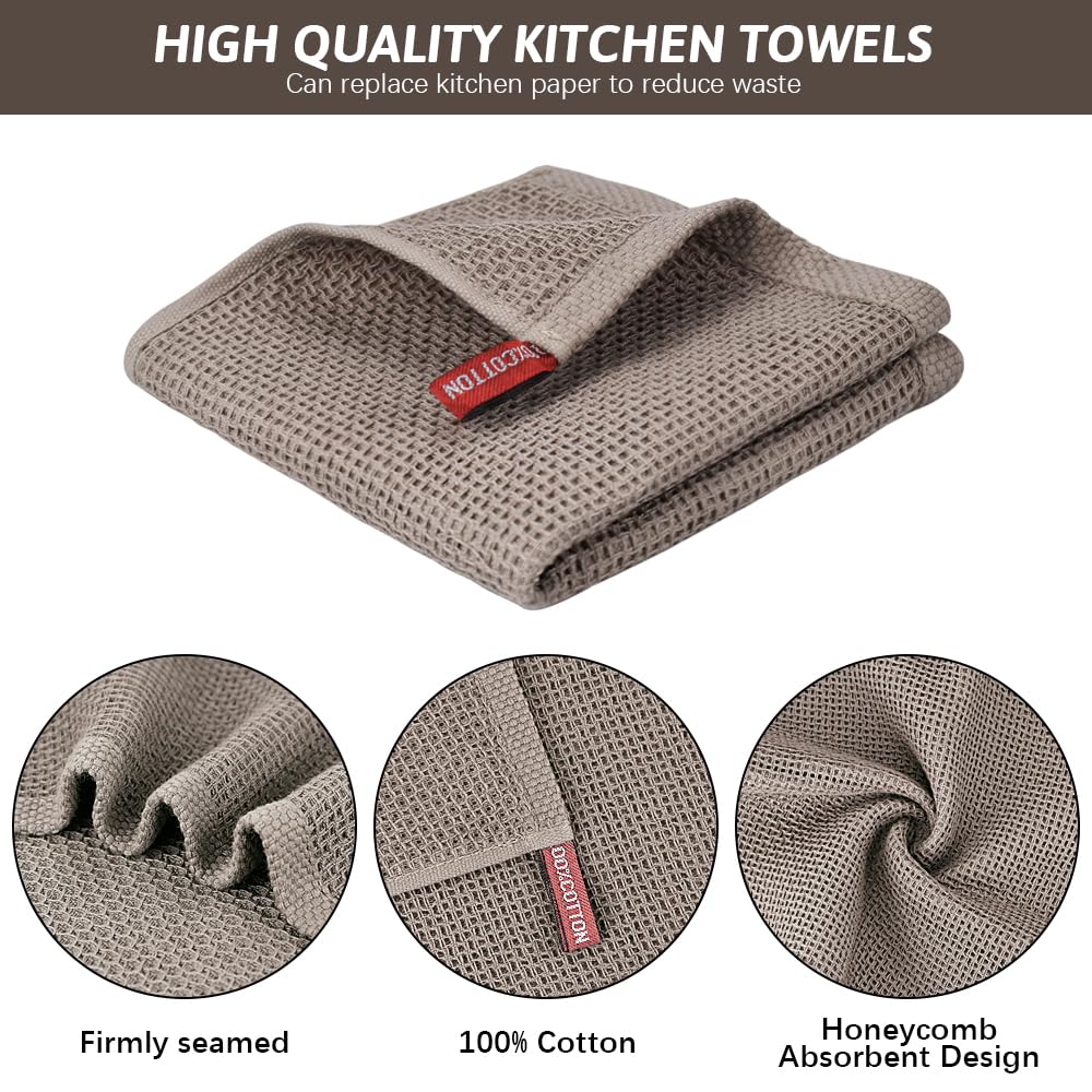 Nialnant 6 Pack Kitchen Towels and Dishcloths Sets,100% Cotton Soft Absorbent Quick Drying Dish Towels for Kitchen,Washing Dishes,12x12 Inches, Multi Color