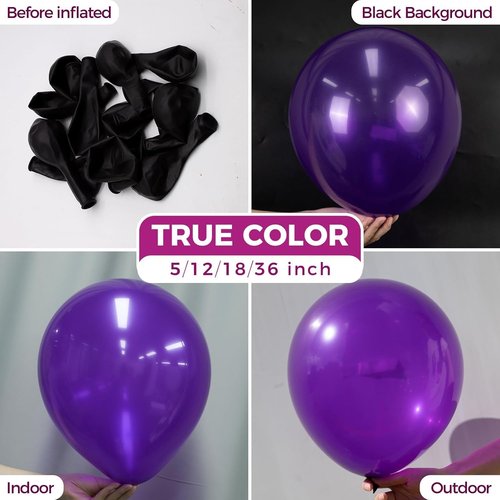 Bezente Dark Purple Latex Party Balloons - 150 Pack of 5-Inch Matte Helium Balloons for Celebrations