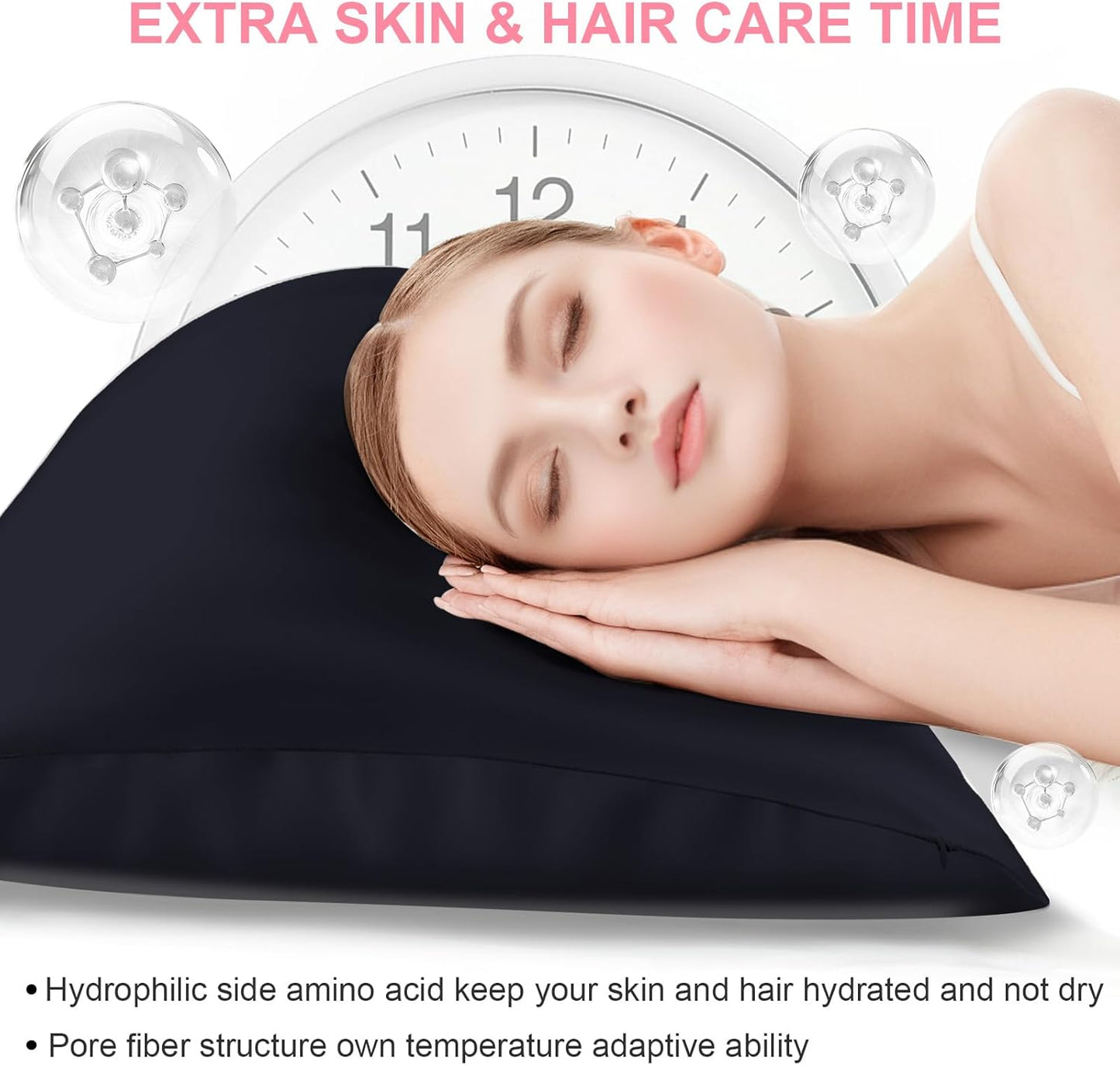 Mulberry Silk Pillowcase King Size - Hidden Zipper, Smooth & Breathable for Hair & Skin | Navy Blue