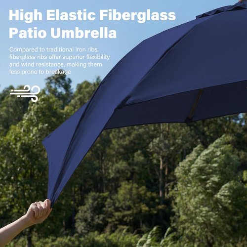 JEAREY 9FT Outdoor Patio Umbrella - Market Table Umbrella with Tilt & Crank | UV Protection, Navy