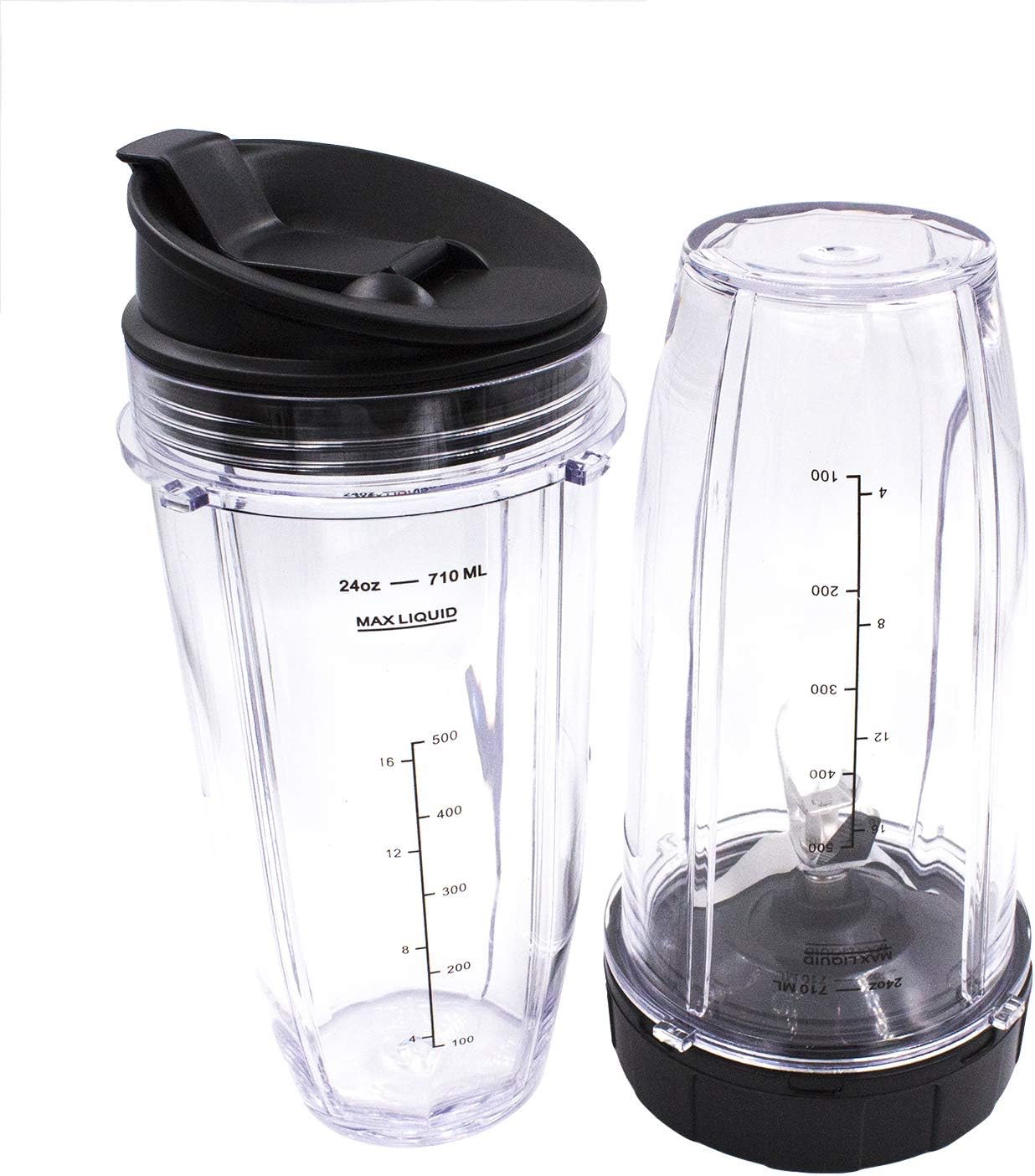Ninja Replacement Blender Cups - 24 Oz with Lids (2 Pack) for Auto iQ Models & Foodi Blenders