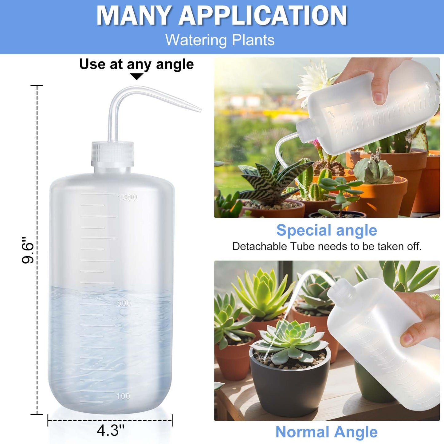 Valchoose Larger 1000ml Tattoo Squeeze Bottle, 32oz Wash Bottle Exactly Reach Plants, No-leaks Tattoo Bottles White (1Pack)