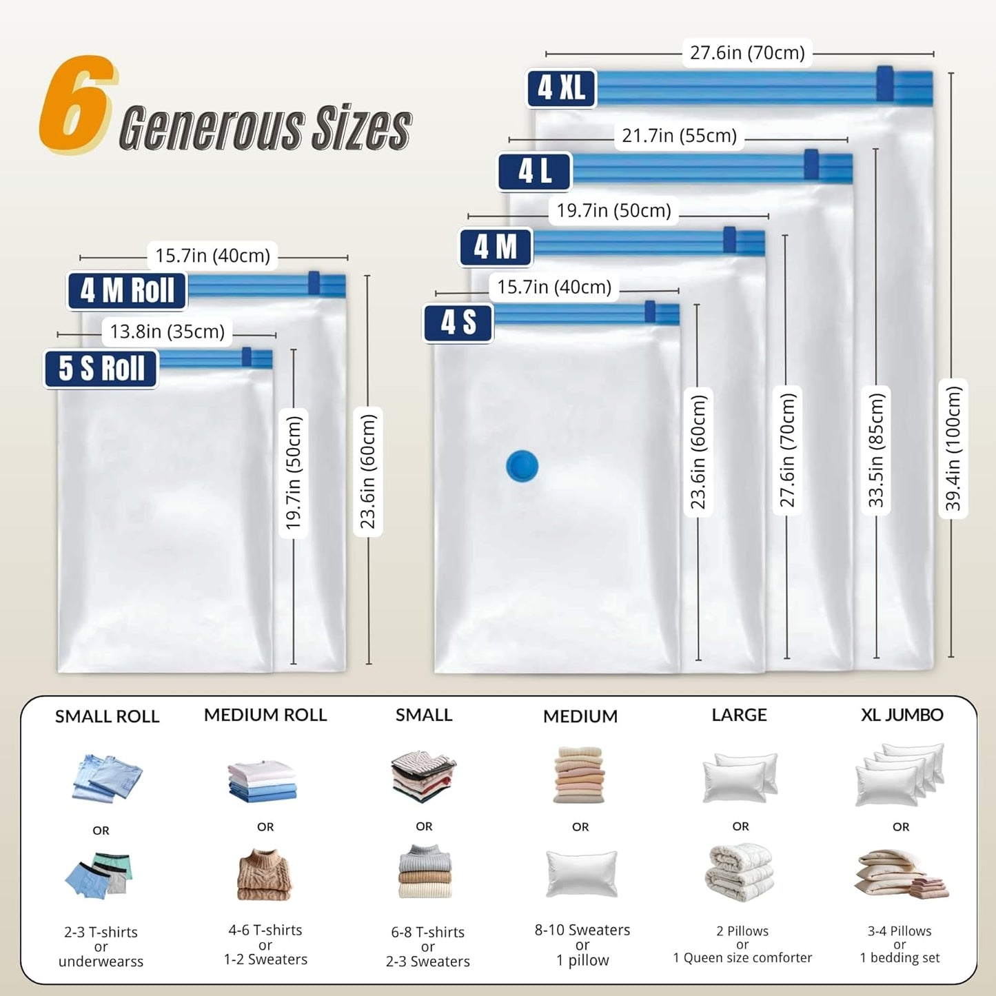 Skiennix Vacuum Storage Bags - 25 Pack Compression Space Saver for Bedding & Clothing | Travel & Closet Organizer