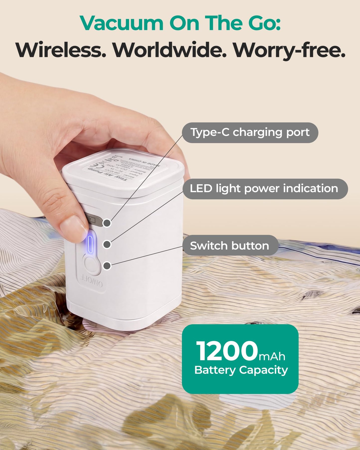 BAGSMART Vacuum Bags for Travel with Rechargeable Air Pump, Portable Space Saver Bags for Travel & Home, Vacuum Compression Seal Bag for Clothing, 18 Pack with Shoe, Laundry & Toiletry Bags