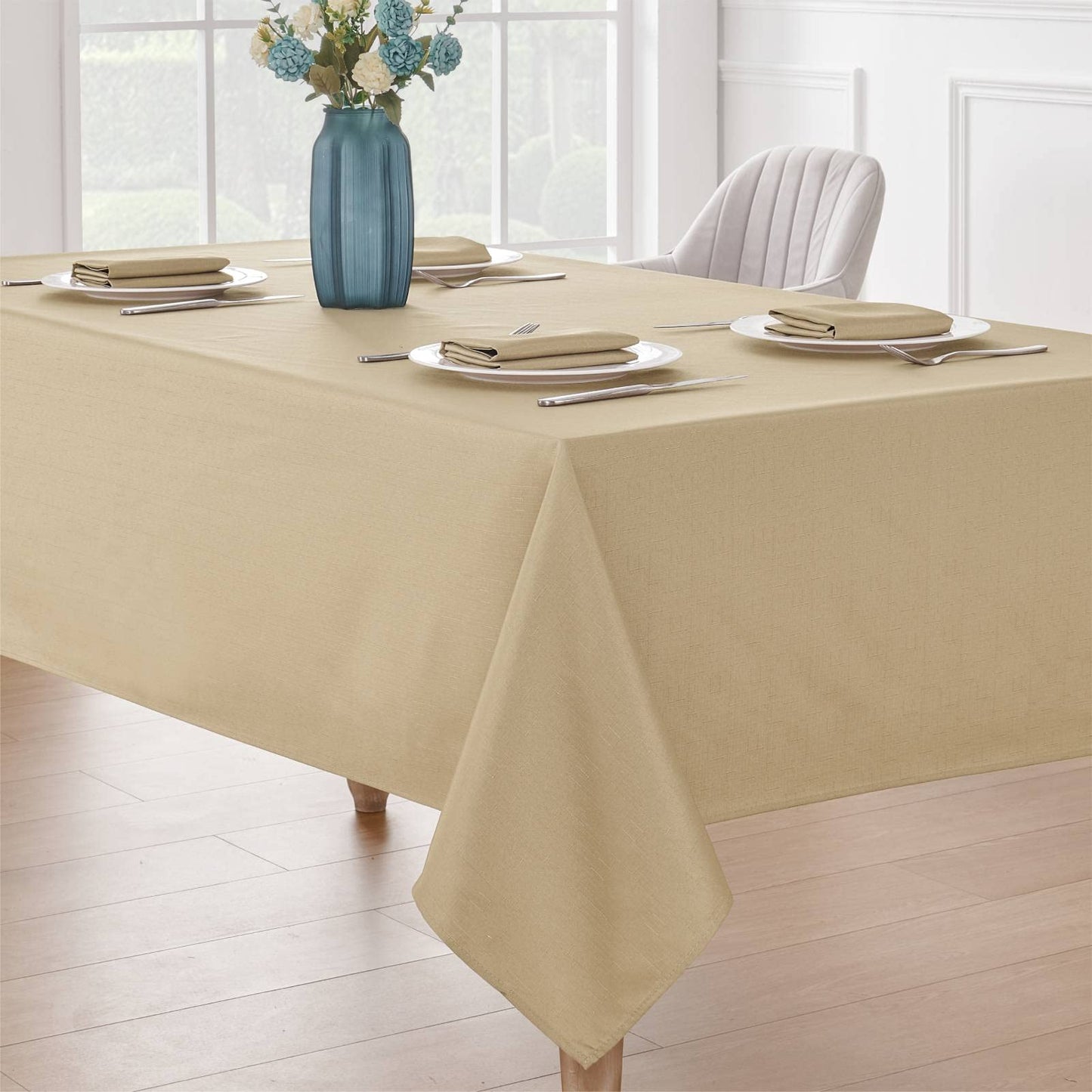Veblandy Faux Linen Rectangle Tablecloth Waterproof 60x144 inch Table Cloth Stain and Wrinkle Resistant Washable, Decorative Fabric Table Cover for Dining, Kitchen, Wedding and Parties, Coffee