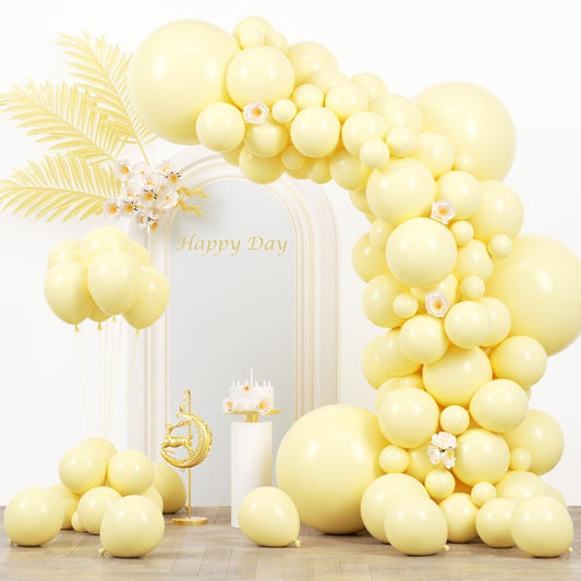 Voircoloria 130pcs Pastel Yellow Balloons Different Sizes 18" 12" 10" 5" Light Yellow Latex Balloon Garland Arch Kit for Birthday Baby Shower Graduation Wedding Gender Reveal Party Decorations