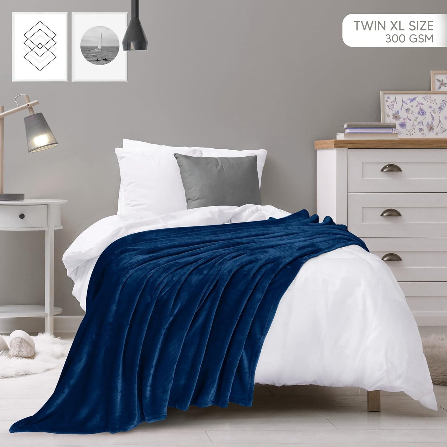 Utopia Bedding Fleece Blanket - Twin XL Navy 300GSM Luxury Soft Microfiber | Anti-Static & Cozy (90x76 Inch)
