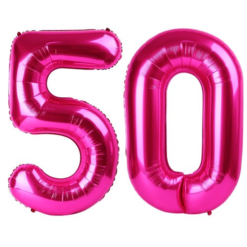 Hot Pink Number 50 Balloon 40 inch, 50 Number Balloons, 50th Birthday Decorations, 50 Year Old Women Hot Pink Party Supplies