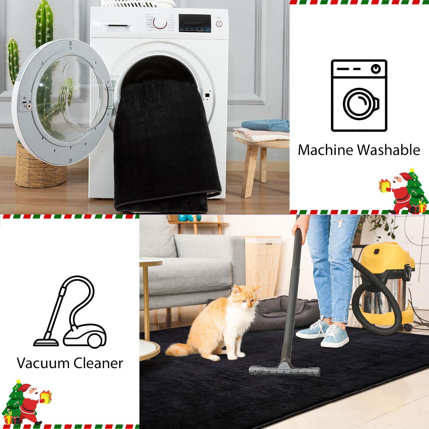 Przemy Washable Black Rugs for Living Room Bedroom, 5x7 Feet Super Soft Memory Foam Rug Indoor Carpet for Kids Room Boys Girls Dorm Bedside Nursery Decor Mat